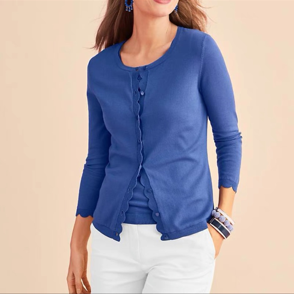 Talbots scallop cardigan
